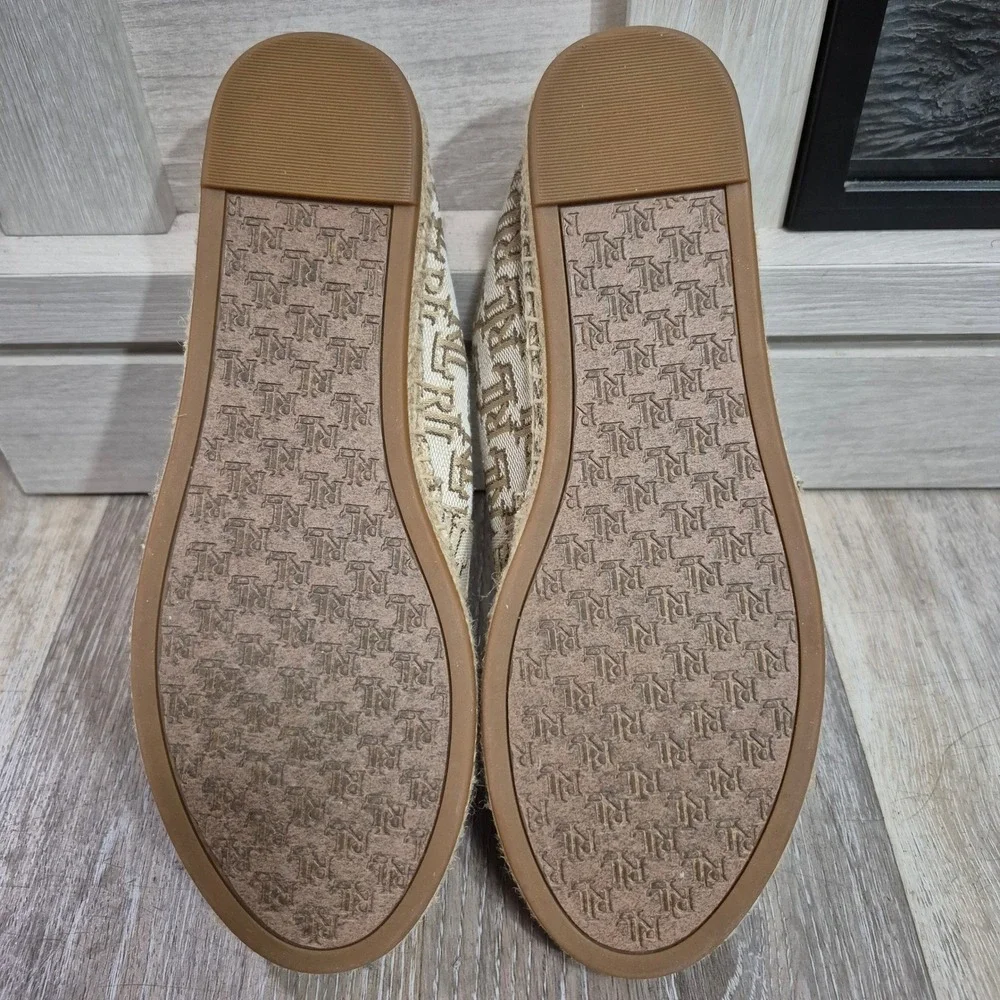 Lauren Ralph Lauren Womens Espadrille Flats Monogram Print sz 8 nwot
